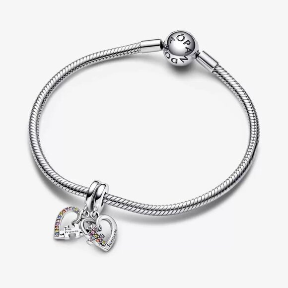 🌺Pandora Puzzle Piece Hearts Splittable Friendship Dangle Charm - Picture 4 of 4